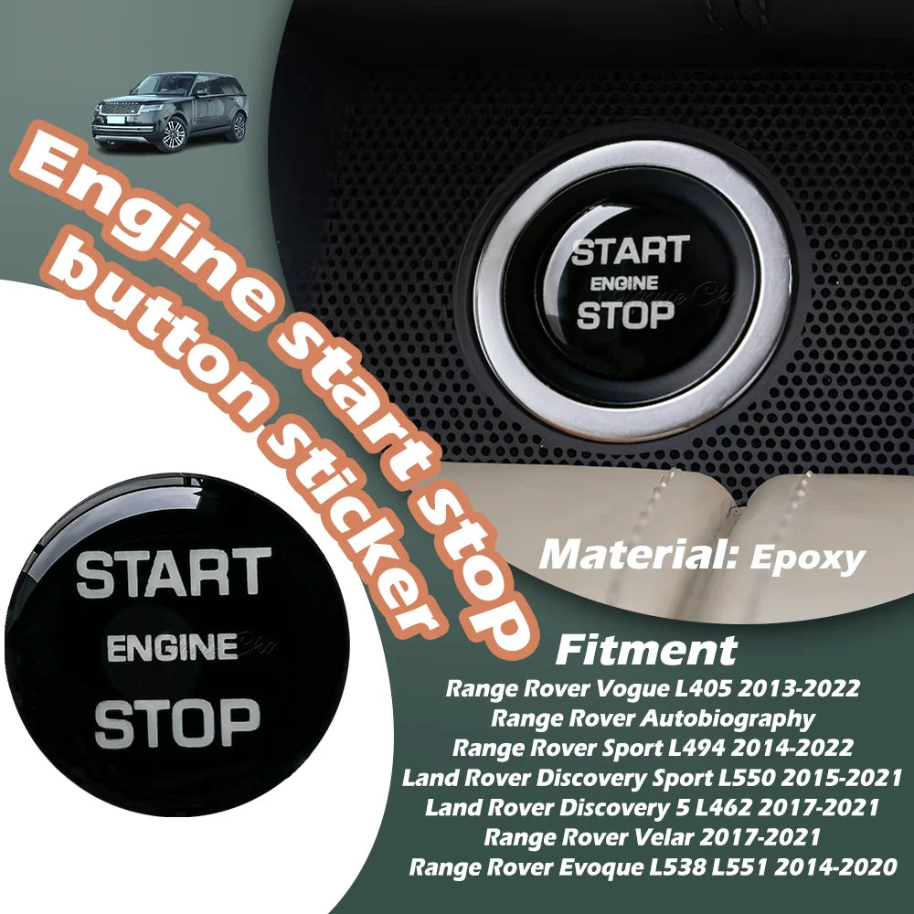Engine Start Stop Button Sticker for Jaguar XF Black Ignition Switch Cover for Range Rover Sport Vogue Discovery Sport Evoque