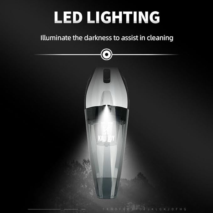 مكنسة Kali Joy اللاسلكية المحمولة مع منفاخ هواء وإضاءة LED وبطارية 6000mAh