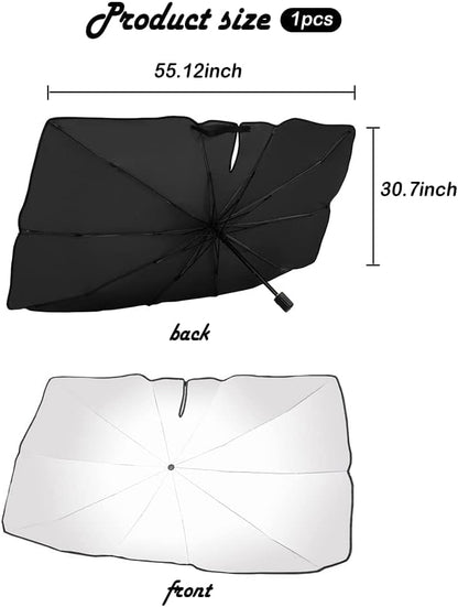 Car Umbrella Sun Shade Cover, Nano 5-Layer Block UV Reflector+Handy Windshield Sun Shade for Most Cars SUV Truck