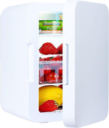 8L Mini Refrigerator, Portable Refrigerator w for Bedroom, Car, Office Desk, Thermoelectric Cooler Warmer Food, Drinks, Skincare, Beauty Makeup AC/DC Small Refrigerator