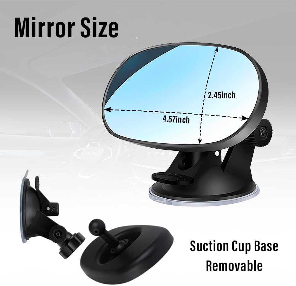 Baby Car Mirror Rear Facing,Universal Car Interior Rearview Baby Mirror Wide Angle Convex Mirror Clip-on & Suction Cup mirrors for Viewing Rear Passengers (clip &suction cup)
