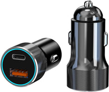 شاحن سيارة C29 USB-C بقدرة 60 واط من اكس زد ام، محول سيارة USB + نوع سي، شاحن هاتف سيارة صغير الحجم لايفون، لا غنى عنه للرحلات البرية، متوافق مع 5 فولت-12 فولت (USB + نوع C)