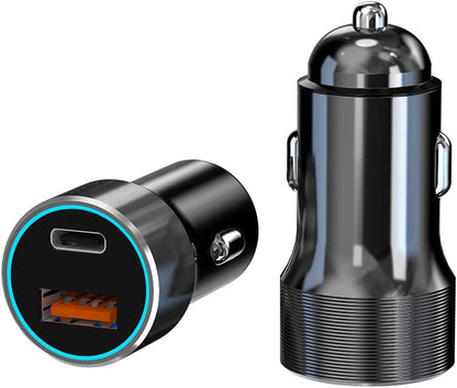 شاحن سيارة C29 USB-C بقدرة 60 واط من اكس زد ام، محول سيارة USB + نوع سي، شاحن هاتف سيارة صغير الحجم لايفون، لا غنى عنه للرحلات البرية، متوافق مع 5 فولت-12 فولت (USB + نوع C)