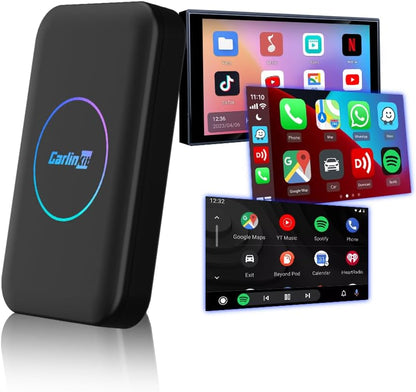 Carlinkit Tbox LITE S (ترقية)، صندوق Android Ai فائق 4 في 1 مع مخرج HDMI 4 + 32 جيجابايت، يأتي مع متجر Google Play / Netflix / نظام ترفيهي داخل السيارة، معتمد من Google GMS