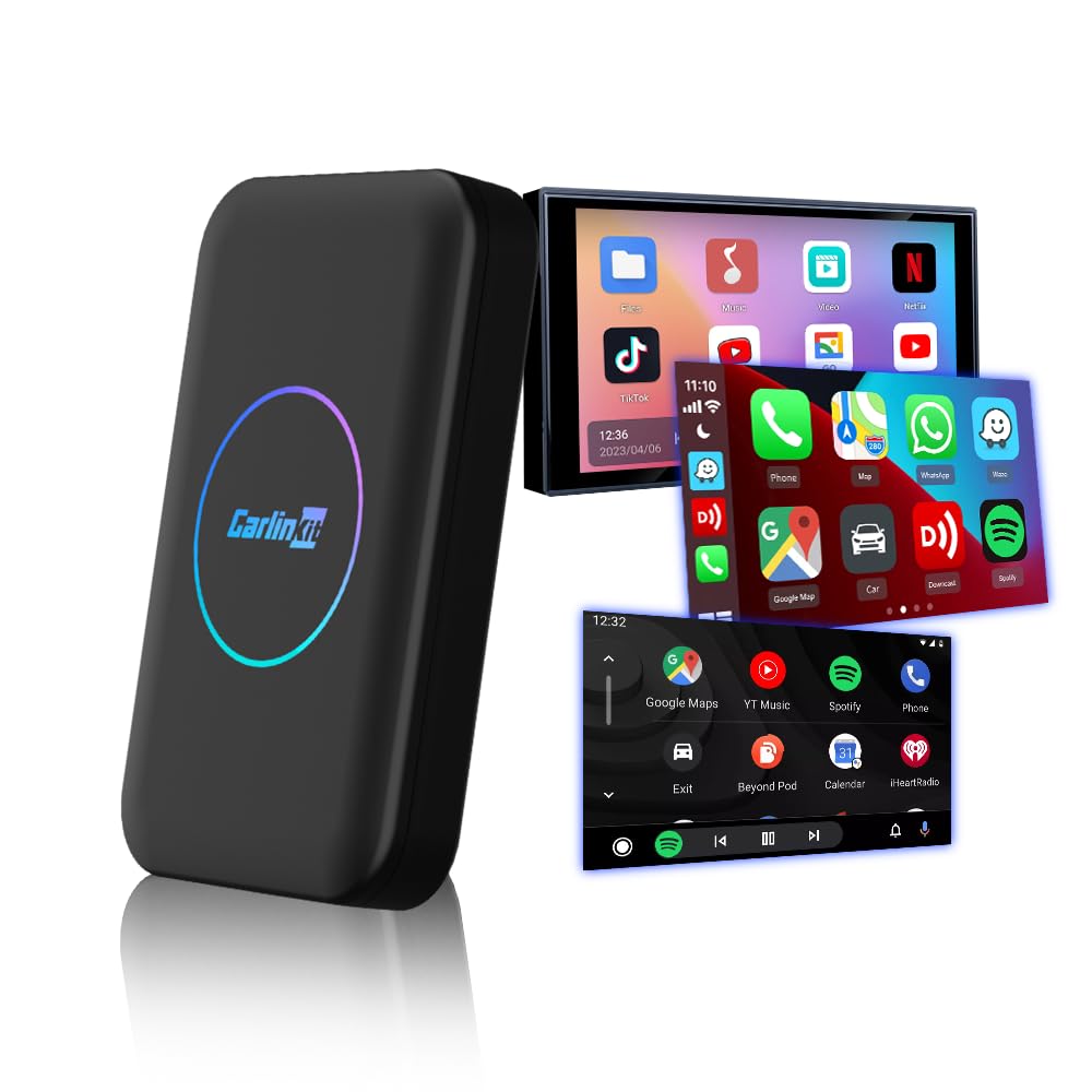 Carlinkit Tbox S2 LED, Android 13, 8+128GB with Qualcomm 8-core, 3-in-1 Wireless Adapter with CarPlay/Android Auto/Play Store/Streaming Video/Game Hub/Built-in GPS