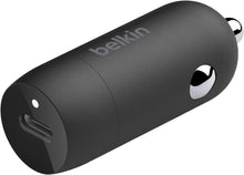 شاحن سيارة سريع Belkin BoostCharge 30W، تصميم صغير الحجم مع منفذ توصيل طاقة USB-C، شاحن سيارة USB متوافق عالميًا مع iPhone 16 و15 وSamsung Galaxy S23 وNote وPixel والمزيد - أسود