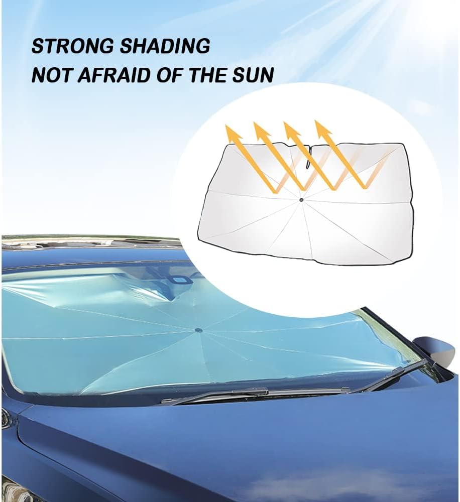 Car Umbrella Sun Shade Cover, Nano 5-Layer Block UV Reflector+Handy Windshield Sun Shade for Most Cars SUV Truck