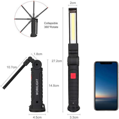Rechargeable Work Lights, 2PCS LED Work Light, with Magnetic Base and 360¡ã Rotation Stand, 5 Modes COB Bright Flashlights Inspection Light for Car Repair, Home, Garage, Emergency, BBQ, Camping