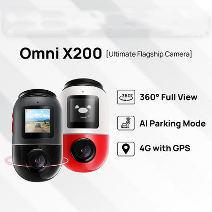 كاميرا السيارة 70mai Omni X200 بسعة 64 جيجابايت باللون الأحمر/الأبيض