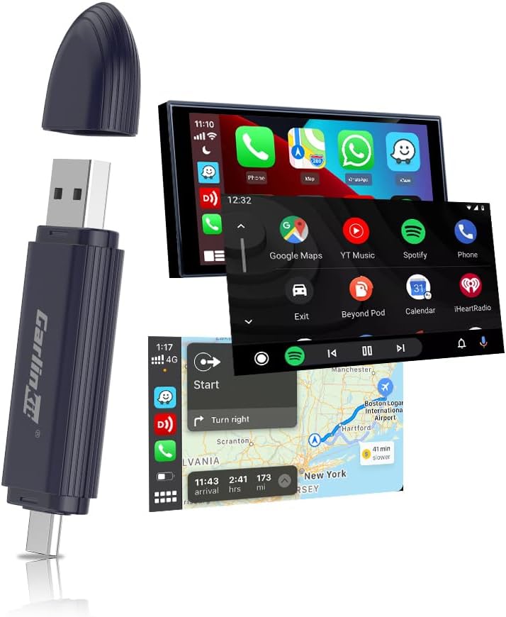 Carlinkit Upgraded 2-in-1 Wireless Stick, MINI SE PRO, Wireless CarPlay Adapter & Android Auto, Built-in Bluetooth 5.4, WiFi 6, Arm A7 Processor, Low Power Consumption (Dark Blue)