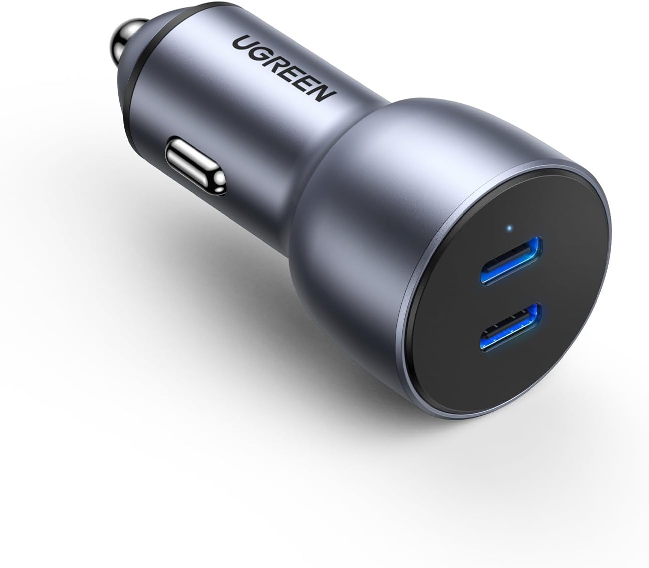 يوجرين شاحن سيارة مزدوج USB-C PD 50W، شاحن بطارية سيارة سريع الشحن بمقبس سيارة مزدوج النوع سي، شاحن سيارة USB PD لهاتف ايفون 16 برو/16 برو ماكس/16/15/14/13/12، جالاكسي S24/S23/22/21، ايبود برو 6/Air 5