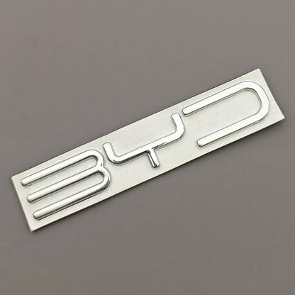3D Metal Chrome Emblem Badge for BYD Han/Tang/Qin/Song/Yuan/Atto 3/Seal/Dolphin, Silver, 11.5x1.9cm, Waterproof Car Rear Sticker