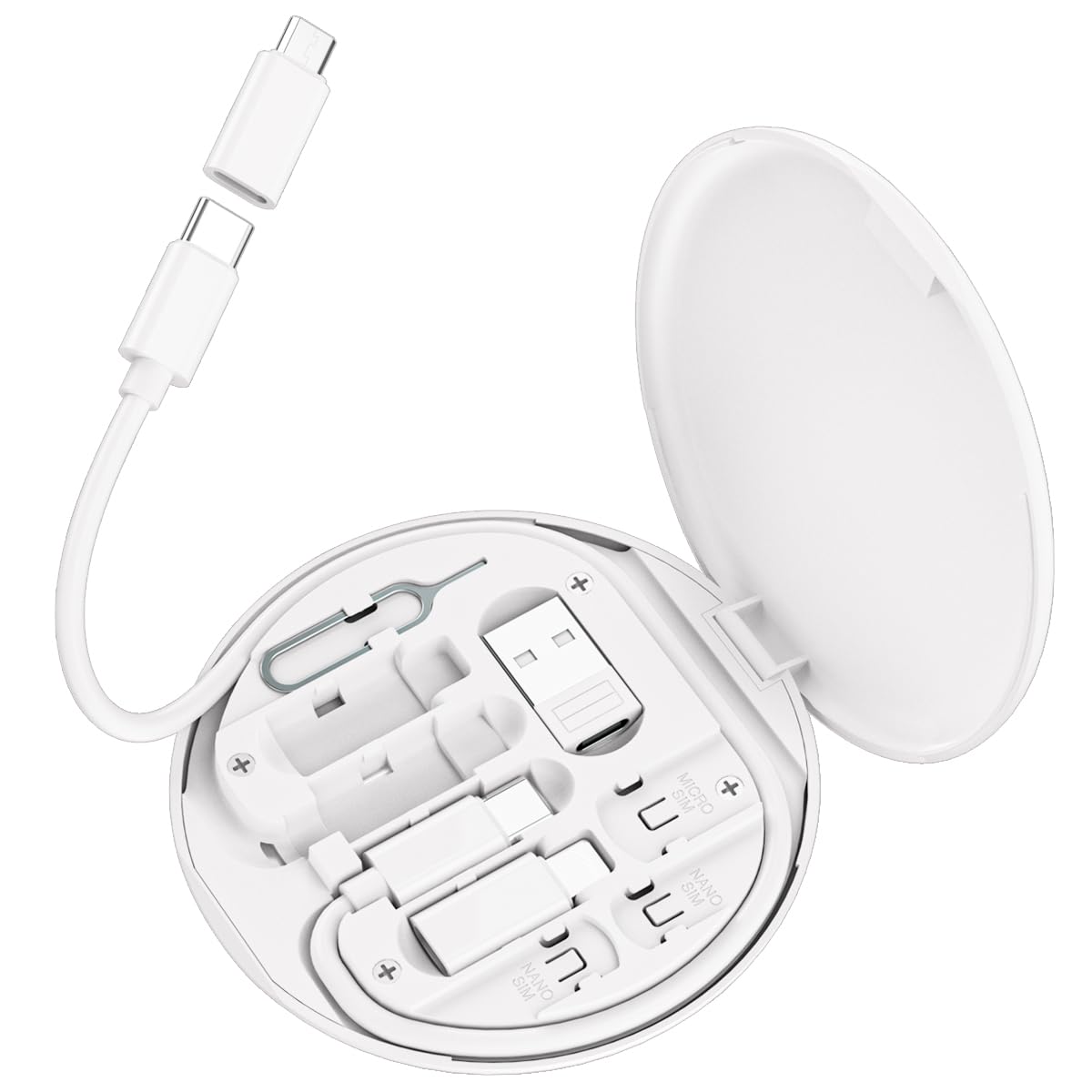 مجموعة كابل محول شحن USB متعدد، صندوق محول USB C إلى صندوق محول جهاز iOS، مجموعة تحويل USB A ونوع C إلى ذكر مايكرو/نوع C/جهاز iOS، نقل البيانات، تخزين البطاقات، دبوس إخراج صيني، حامل جوال (أزرق)