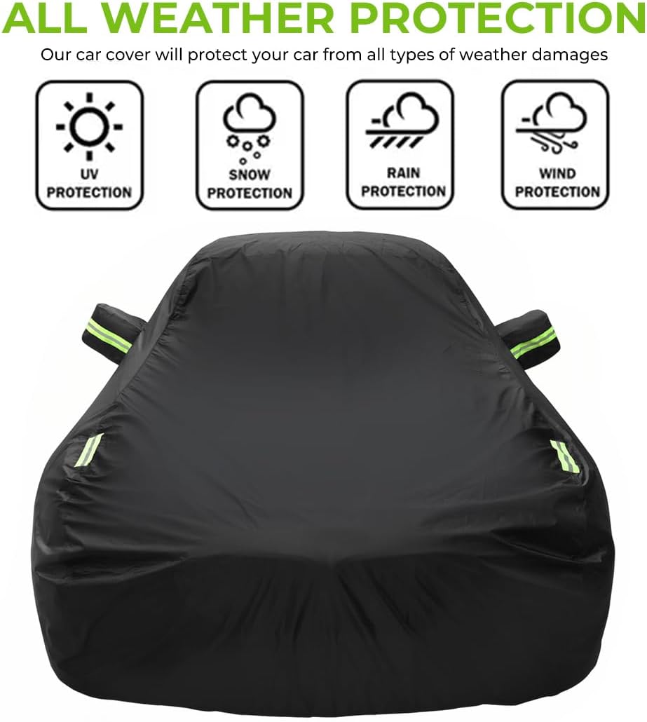 Full Exterior Car Cover Compatible with Ford Mustang – All-Weather Waterproof Windproof Car Cover with Storage Bag – Indoor and Outdoor Protection