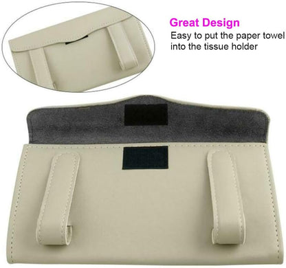 Carstuus Sulfar Car Visor Tissue Holder, Dispenser Hanging Paper Towel Holder Case For Seat Back And Vehicle Side Door, Multi-Use Cover & Truck Decoration Beige