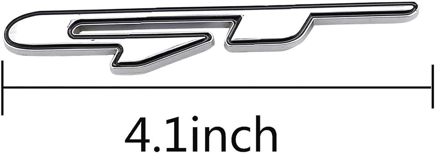 GT Emblem Metal Chrome Badge Car Fen der Trunk Lid Short Logo SUV Coupe 3D Sticker Decal (Silver+Red)
