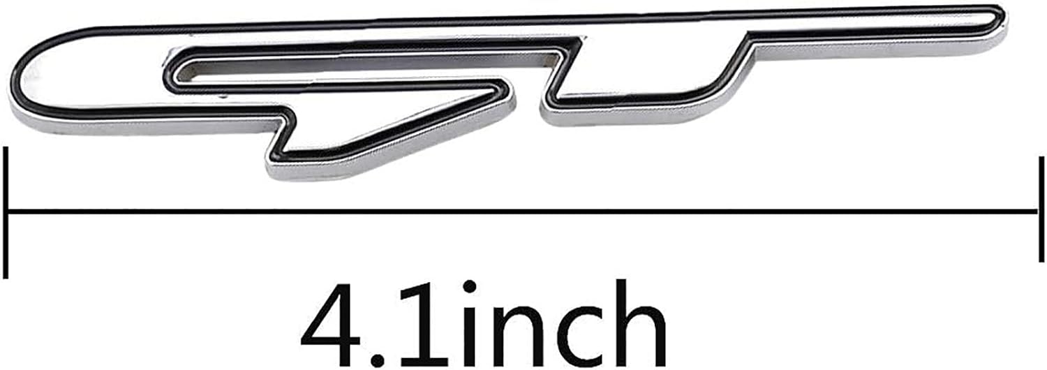GT Emblem Metal Chrome Badge Car Fen der Trunk Lid Short Logo SUV Coupe 3D Sticker Decal (Silver+Red)