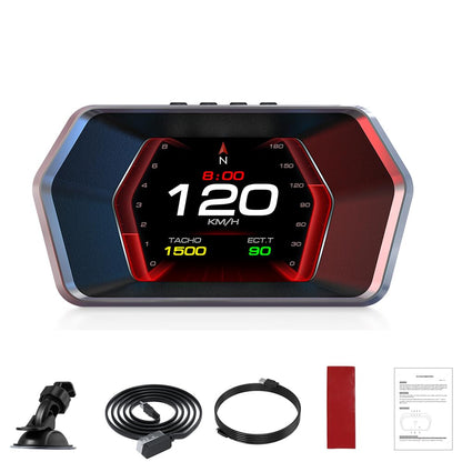 PINKE Heads up Display P17, Car Smart OBD2 Gauge Display, GPS Speedometer with Vehicle Speed, RPM, Fuel Consumption Voltage Multi Data Intelligent Instrument for All Cars