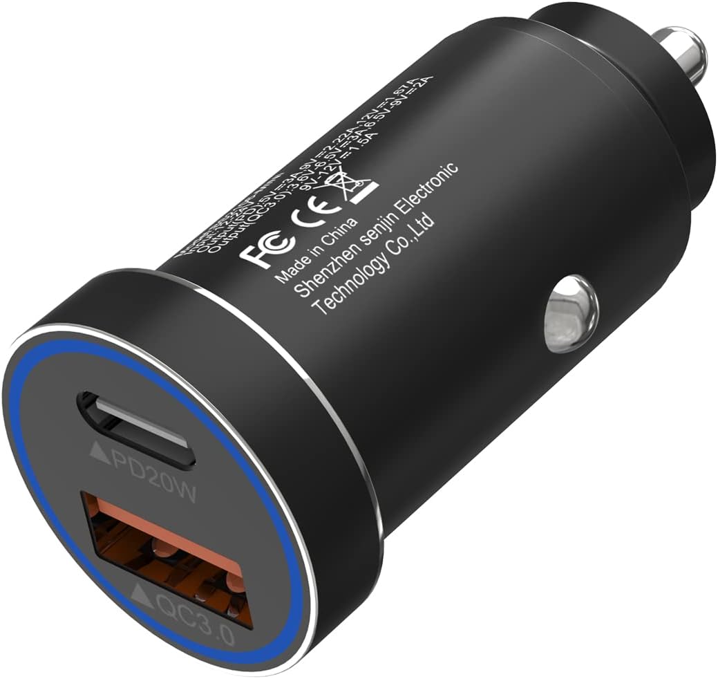USB C Car Charger, 38W Fast USB Car Charger Adapter PD&QC 3.0 Dual Port for IPhone 13 12 11 Pro Max X XR XS 8, 20/10 S21/20/10 Google Pixel and More
