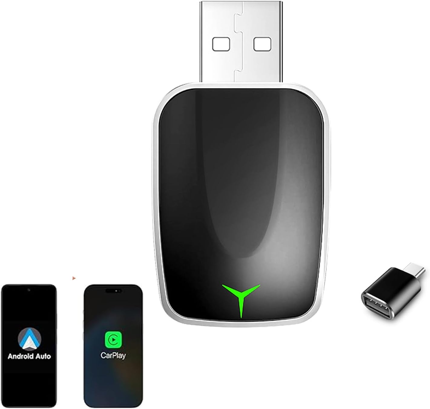 محول كاربلاي لاسلكي واندرويد اوتو 2 في 1، محول توصيل وتشغيل 2025 سلكي الى لاسلكي لابل كاربلاي/اندرويد اوتو، بلوثوث ثابت منخفض الاستجابة لنظام iOS 10+، اندرويد 11 (اسود)