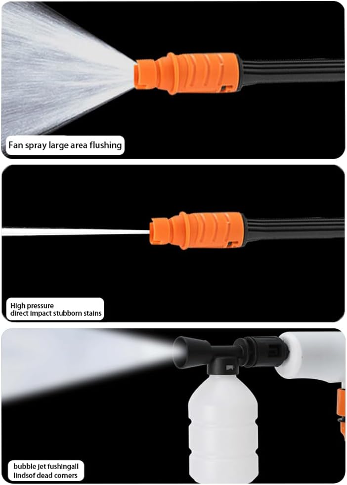 Cordless Pressure Washer Gun - 21V 3000mAh Battery (10Pcs), 9-12M Range, 0-180° Nozzle for Cars/Fences/Boats, Portable Power Cleaner (black)