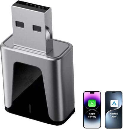 محول كاربلاي لاسلكي - متوافق مع USB-A وUSB-C لايفون واندرويد - 2 في 1 كار بلاي واندرويد اوتو، التوصيل والتشغيل، تحويل سلكي الى لاسلكي، اتصال تلقائي سريع، وقت استجابة منخفض، يعمل مع جميع السيارات