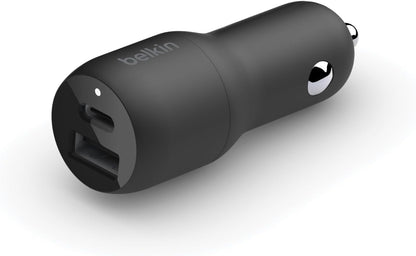 بلكن شاحن سيارة سريع بمنفذين 37 واط، منفذ USB نوع C 25 واط PPS ومنفذ USB A 12 واط لسامسونج جالاكسي S24 وS23 وS22 والترا و5G بلس ونوت 20 وايفون 16 و15 و14 و13 و12 وبرو وماكس وميني والمزيد