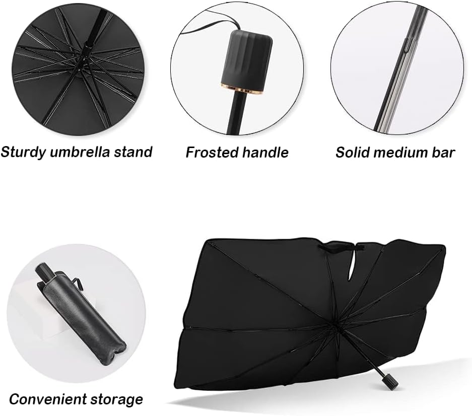Car Umbrella Sun Shade Cover, Nano 5-Layer Block UV Reflector+Handy Windshield Sun Shade for Most Cars SUV Truck