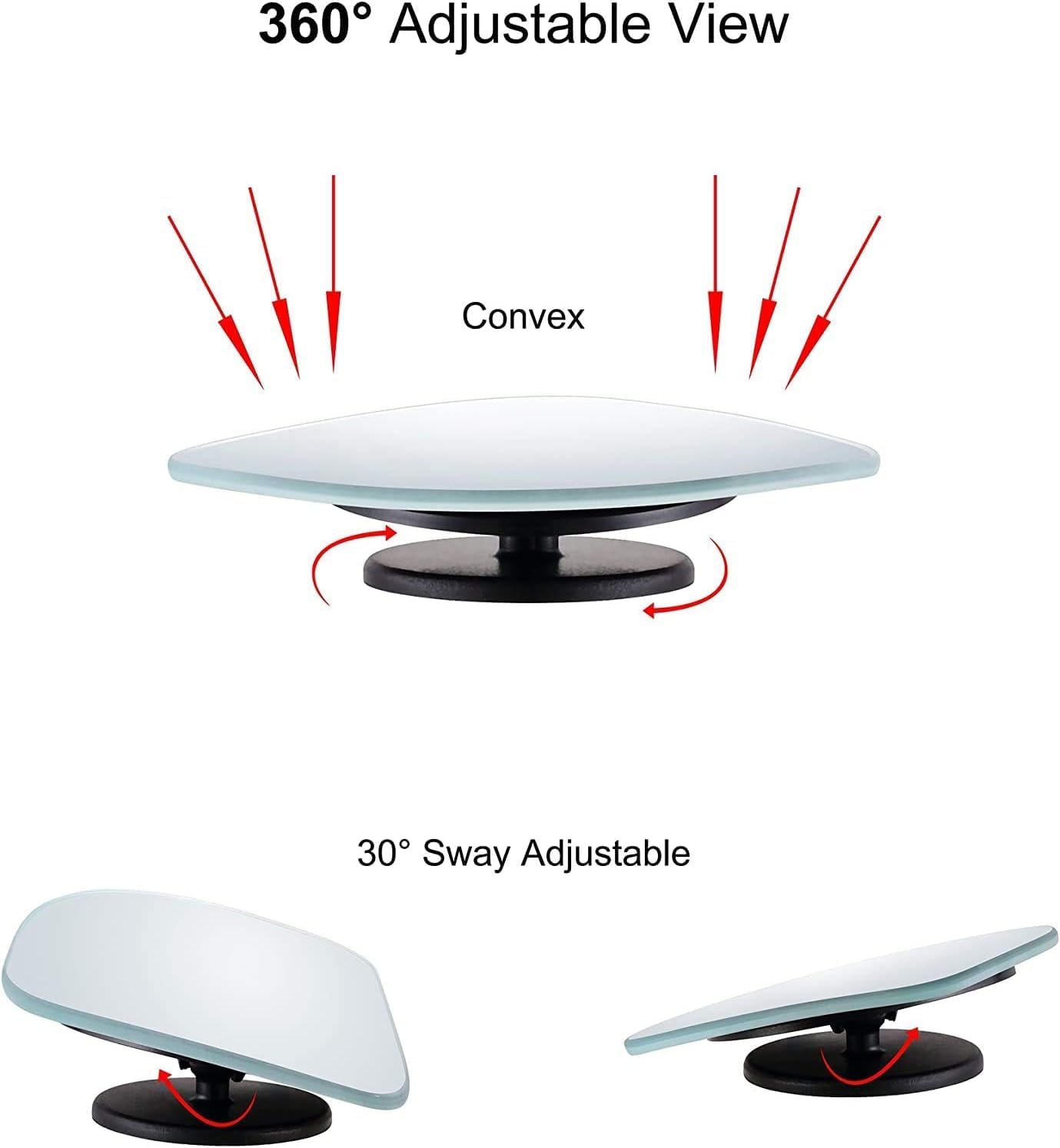2 Pack - Fan Shaped 1.97" Mirrors Blind Spot Mirror for Car, Universal Fit, HD, Stick on, Frameless, Convex, Wide Angle, Rear View Mirror