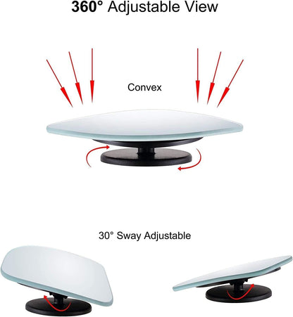 2 Pack - Fan Shaped 1.97" Mirrors Blind Spot Mirror for Car, Universal Fit, HD, Stick on, Frameless, Convex, Wide Angle, Rear View Mirror