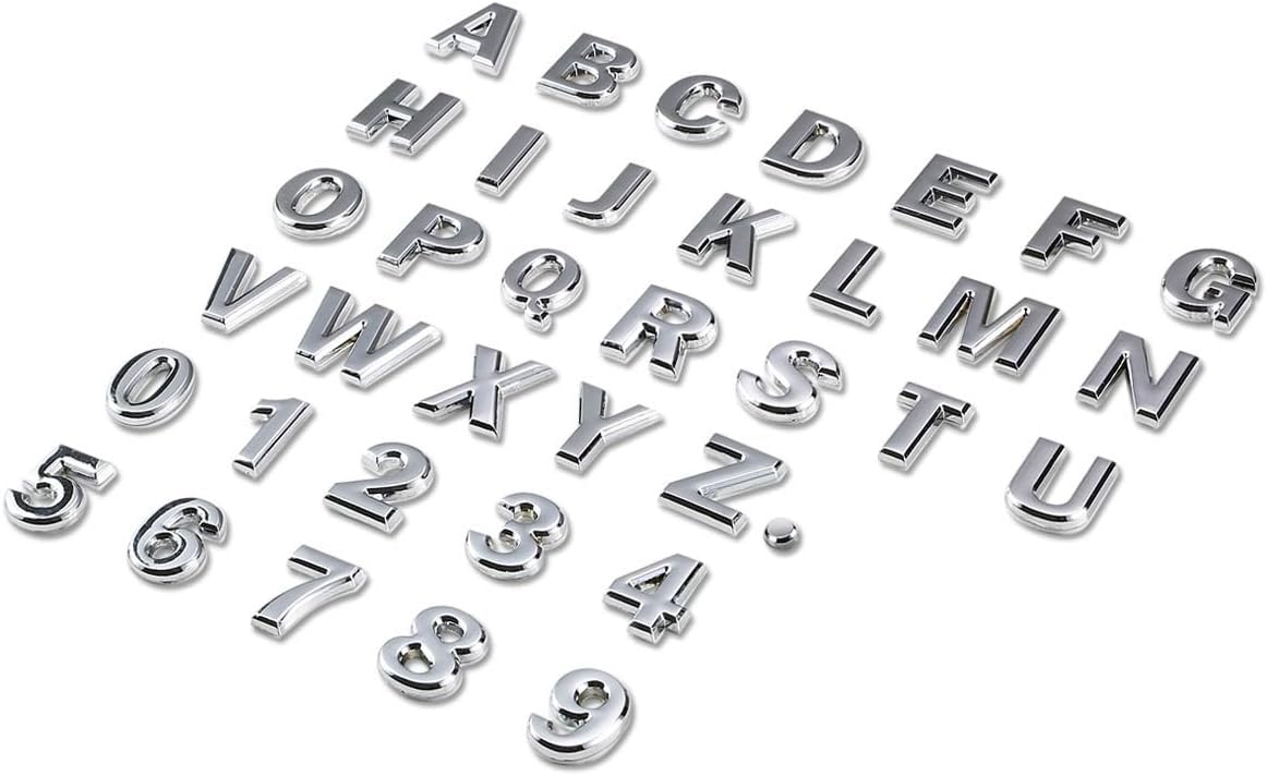 1set DIY Alphabet Letter Badge Chrome Plated Car Sticker Number Badge Car Logo 3D Metal Auto Parts Motorcycle Sticker(1x1 inh) (Black)