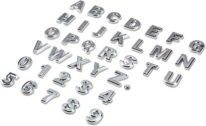 1set DIY Alphabet Letter Badge Chrome Plated Car Sticker Number Badge Car Logo 3D Metal Auto Parts Motorcycle Sticker(1x1 inh) (Black)