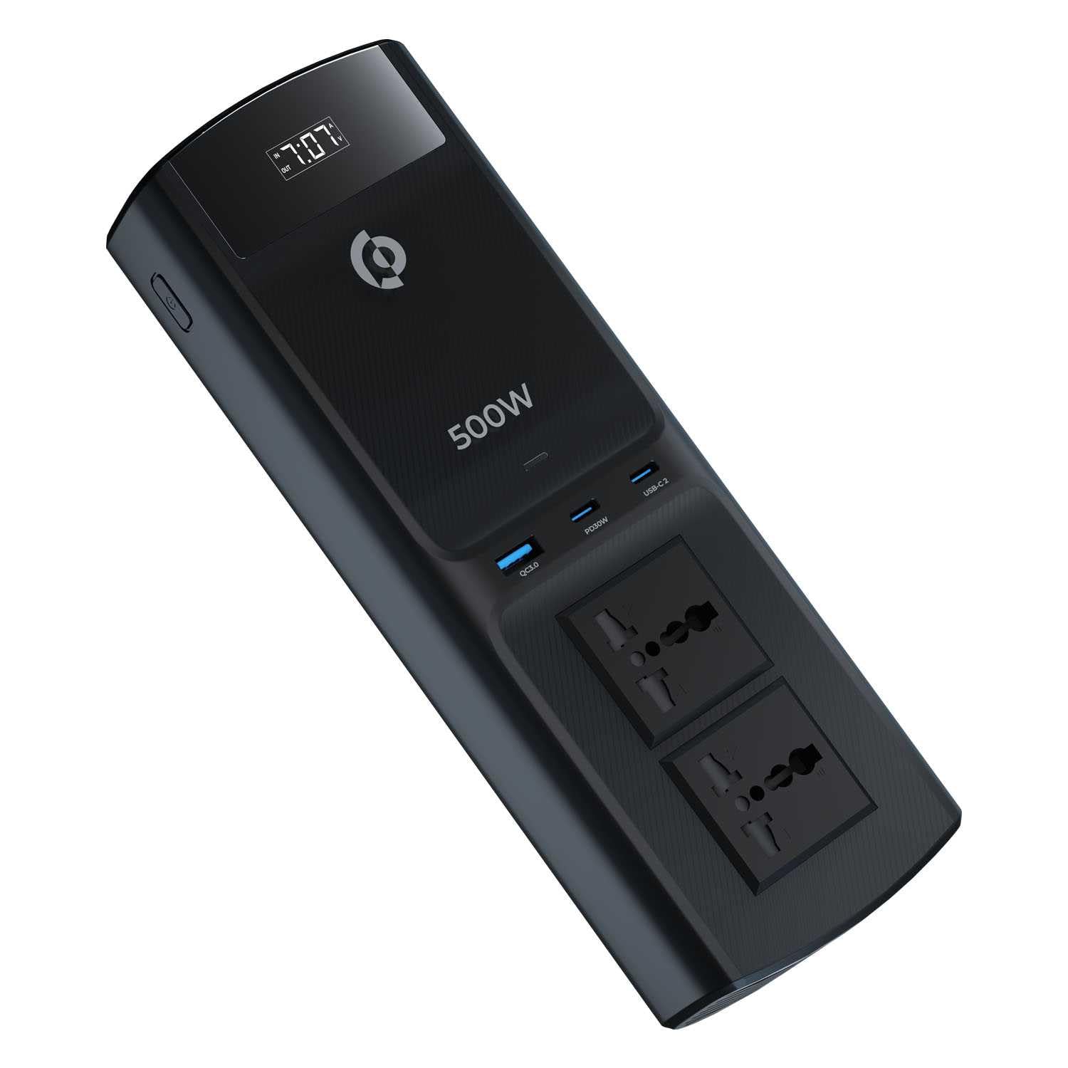 باورلوجي عاكس كهربائي للسيارة 300 واط، منفذان AC، منفذان USB بشحن سريع بقدرة 36 واط، محول قابس مدمج للمركبات، شاشة عرض الجهد، شاحن سيارة للهاتف أو الكمبيوتر المحمول، حماية مدمجة