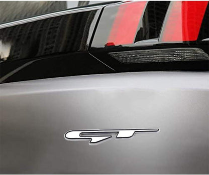 GT Emblem Metal Chrome Badge Car Fen der Trunk Lid Short Logo SUV Coupe 3D Sticker Decal (Silver+Red)