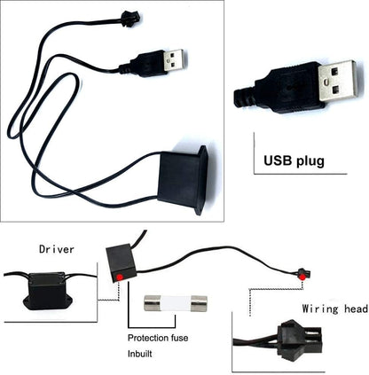 شريط إضاءة LED داخلي للسيارة من اي ال واير، ضوء نيون بارد بمنفذ USB مع حافة 6 ملم، مجموعة إضاءة محيطة للديكور الداخلي للسيارة، ديكورات الحديقة من ميكنج تيك (5 متر/16.4 قدم، أزرق فاتح)