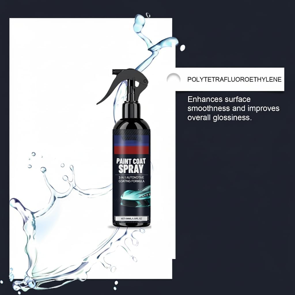 YelaJoy Ceramic Top Coat Spray for Cars, Waterless Wash & Hydrophobic Protection, High-Gloss Finish, Instant Shine, Includes Towel & Sponge, Car Detailing Solution（100ml）