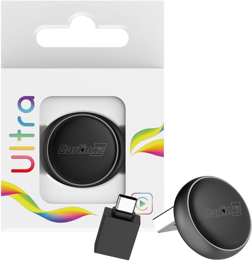 Carlinkit Mini Ultra Wireless CarPlay & Android Car Adapter, Convert Factory Wired to Wireless, USB-A/USB-C Fast Connection for iOS 10+ & Android 11+, Plug & Play Car Play
