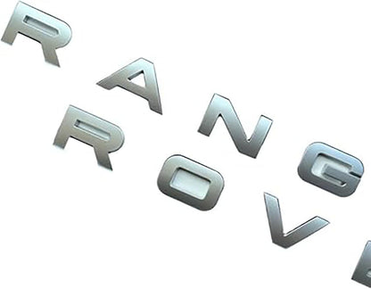 3D Raised Head Cover Hood Front Letters Emblem/Tailgate rear Letters Emblem Sports Line Badge Letter emblem,3M Adhesive Backing Compatible for RA Rover accessories (Glossy silver)