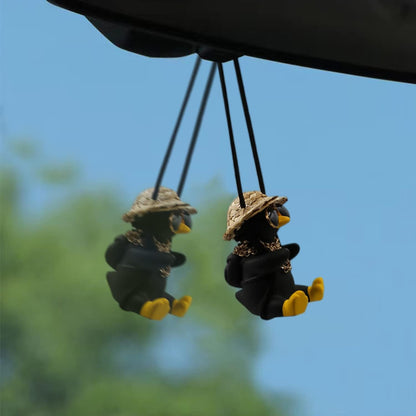 Swinging Duck Car Hanging Ornament, Cool Car Hanging Accessories for Rear View Mirror, Cute Car Pendant Swinging Sunglasses Duck Hanging Swing