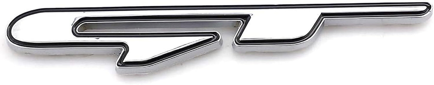 GT Emblem Metal Chrome Badge Car Fen der Trunk Lid Short Logo SUV Coupe 3D Sticker Decal (Silver+Red)