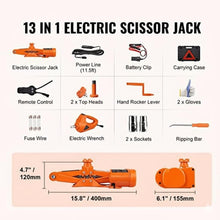 12V Electric Car Jack and Impact Wrench Kit - 3 Ton Scissor Lift with Remote Control & Double Saddles - Portable Vehicle Tire Change Tool Set with Carrying Case for Sedan, SUV & Truck