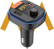 7MD Wireless Car Charger Bluetooth FM Transmitter, Fast Charging Car Adapter with MP3 Player, Hands-Free Calling, LED Light Display, U Disk TF Card Support, Battery Voltage Monitor for All Cars