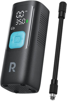 RAVPOWER 3-in-1 Smart Air Compressor with Power Bank & LED Flashlight, Cordless Portable Air Pump for Car, Motorcycle, Bicycle, Auto-Stop, Large LCD Display, Travel Accessories Included, PB1233