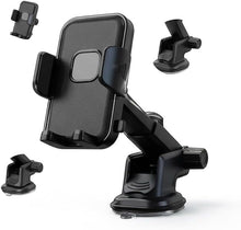 Car Phone Holder with Suction Cup – Dashboard & Windshield Phone Holder, Telescopic Extendable Arm, 360° Rotation, One-Hand Quick Release, Universal Fit for iPhone Samsung & All Smartphones