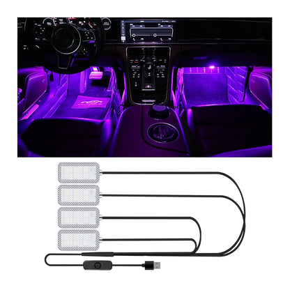 شريط LED داخلي للسيارة من Azonee، شريط LED مقاوم للماء لداخل السيارة، مصابيح قدم محيطة تعمل بمنفذ USB، قابلة للتخصيص بألوان الأزرق الثلجي والأزرق والوردي، سهل التركيب، عالمي للسيارات وسيارات الدفع