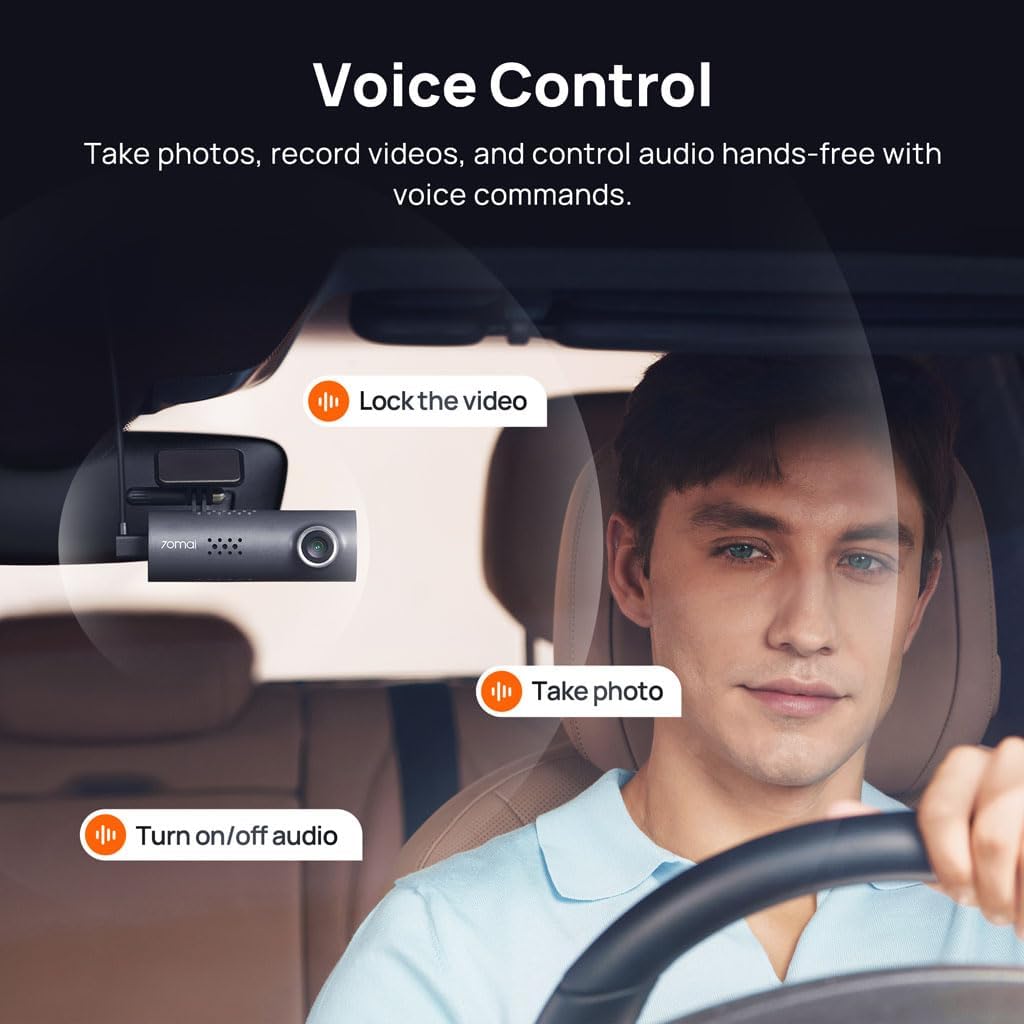 70Mai Dash Camera For Cars, 1080P, 130° Wide Angle, Built-In Wifi Dash Cam, Emergency Recording, App Control Dashboard, Car Camera Recorder With Night Vision, G-Sensor, Car Dvr, Hbv00000He474