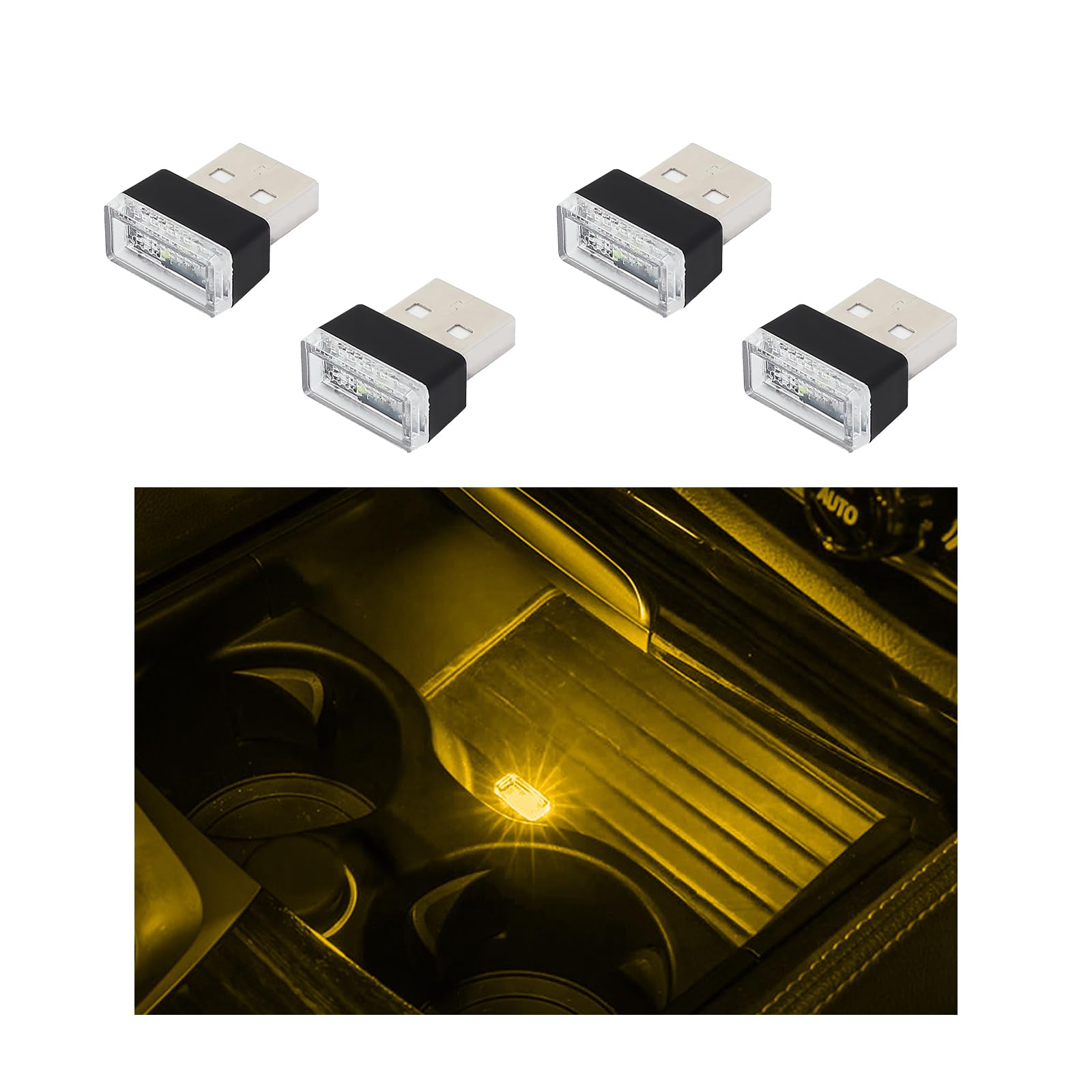 أوغيني 6 قطع مصباح LED USB للسيارة والاماكن الداخلية باضواء احادية اللون، مصباح USB مزود بالفضاء اللوني RGB لتوفير اضاءة ليلية مزخرفة، مجموعة إضاءة محيطة داخلية محمولة للسيارات، اكسسوارات داخلية