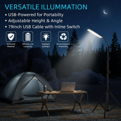 LED Camping Light, 1680LM High Brightness Portable Outdoor Lamp with Telescopic Tripod | Powered by USB Cable for Continuous Light | for Camping, Emergency, Garden, Tent, Car Repair