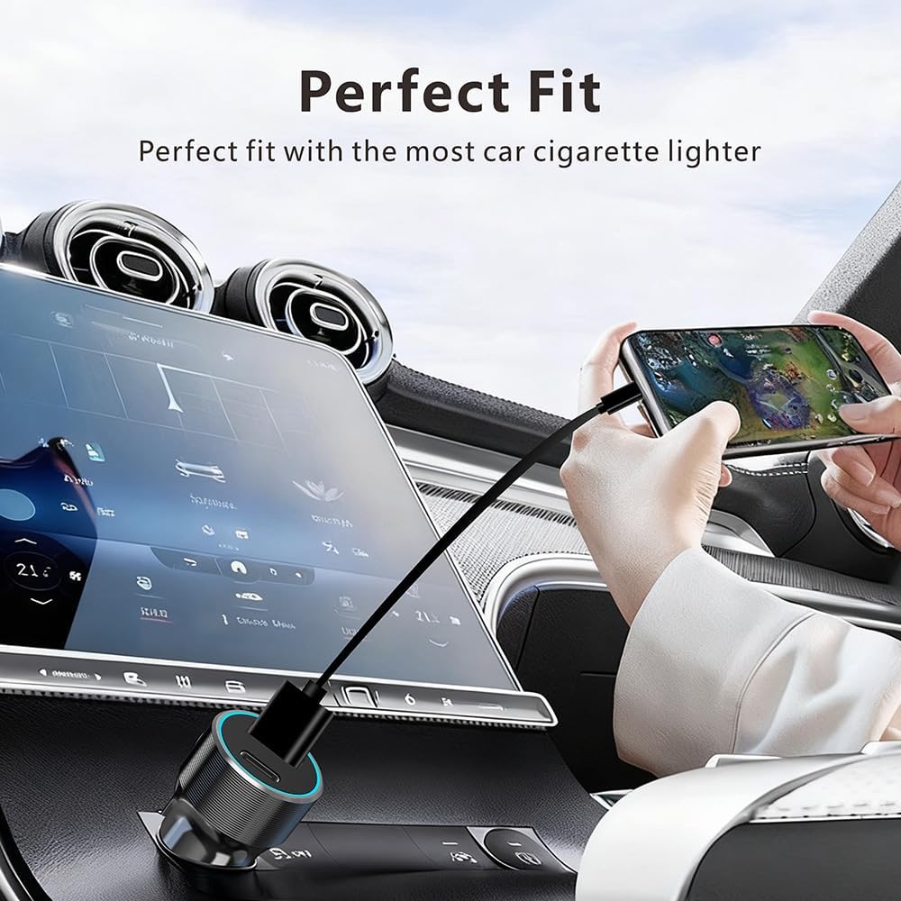 شاحن سيارة C29 USB-C بقدرة 60 واط من اكس زد ام، محول سيارة USB + نوع سي، شاحن هاتف سيارة صغير الحجم لايفون، لا غنى عنه للرحلات البرية، متوافق مع 5 فولت-12 فولت (USB + نوع C)