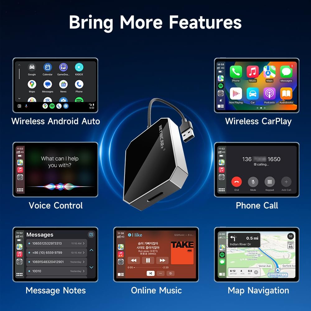 HEYINCAR 2026 Upgraded Wireless CarPlay Adapter for CarbitLink Cars, Wireless Android Auto Adapter, Faster Auto Connect, Plug & Play for Jetour Geely Changan Chery GAC Hongqi 2020+